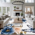 thumbnail image 3 of 5'x8' Area Rugs, Vintage Blue Floral Indoor Outdoor Area Rug for Living Room Bedroom, Farmhouse Watercolor Flower Butterflies Washable Bathroom Rugs Kitchen Floor Carpet Mats Home Decor Aesthetic, 3 of 8