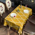 thumbnail image 3 of Yellow Geometric Quatrefoil Pattern Rectangle Tablecloth 60"x120",Waterproof Polyester Rectangle Table Cloth, Wipeable Spillproof Polyester Tablecloth for Dining, Camping, Indoor and Outdoor, 3 of 6