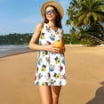 thumbnail image 3 of Easygdp French Bulldog With Coffee Cup para Vestido Transpirable de Mujer, Vestido Suelto de Manga Corta con Pliegues y Bolsillos para el Verano, 3 of 7