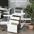 thumbnail image 3 of White 3-Drawer Lockable Filing Cabinet on Wheels - Office Storage for A4, Letter & Legal Files - Compact Mobile Desk Organizer, 3 of 7