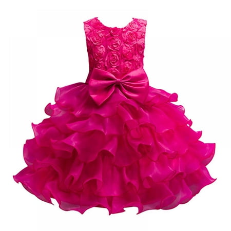 

GYRATEDREAM Kids Girl Princess Pageant Dresses 3D Flower Tutu Holiday Party Wedding Prom Ball Gown Dresses 3-10 Y