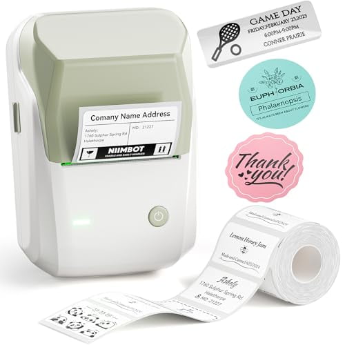 Máquina etiquetadora NIIMBOT B1 con cinta, impresora térmica de etiquetas fácil de usar para oficina, hogar y negocios, etiquetadora de 2 pulgadas con etiquetas de 2'' x 1,18'' - 230 unidades/rollo