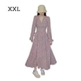 thumbnail image 1 of Vestido floral Mujer Cuello en V Manga larga Cintura alta Vestido casual de gasa, XXL Jumpingount AP001427-04, 1 of 7