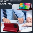 thumbnail image 2 of Allytechgroup Flip Wallet Case for iPhone 16 Pro with Credit Card Slot, PU Leather Slim Phone Case for Women Men with Stand Shockproof Protective Back Cover for Apple iPhone 16 Pro, Red, 2 of 6