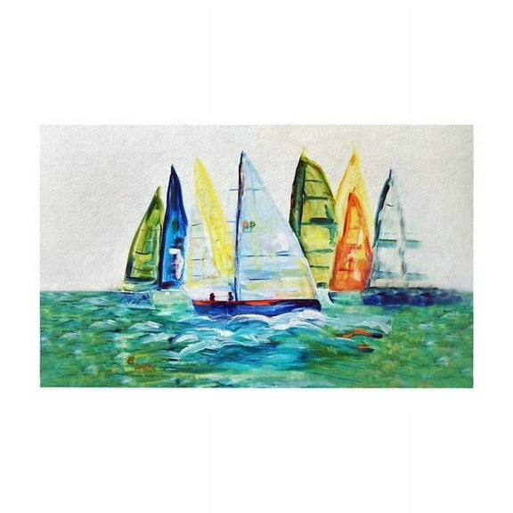 Betsy Drake DM1368G 30 x 50 in. Betsys Sailboats Door Mat