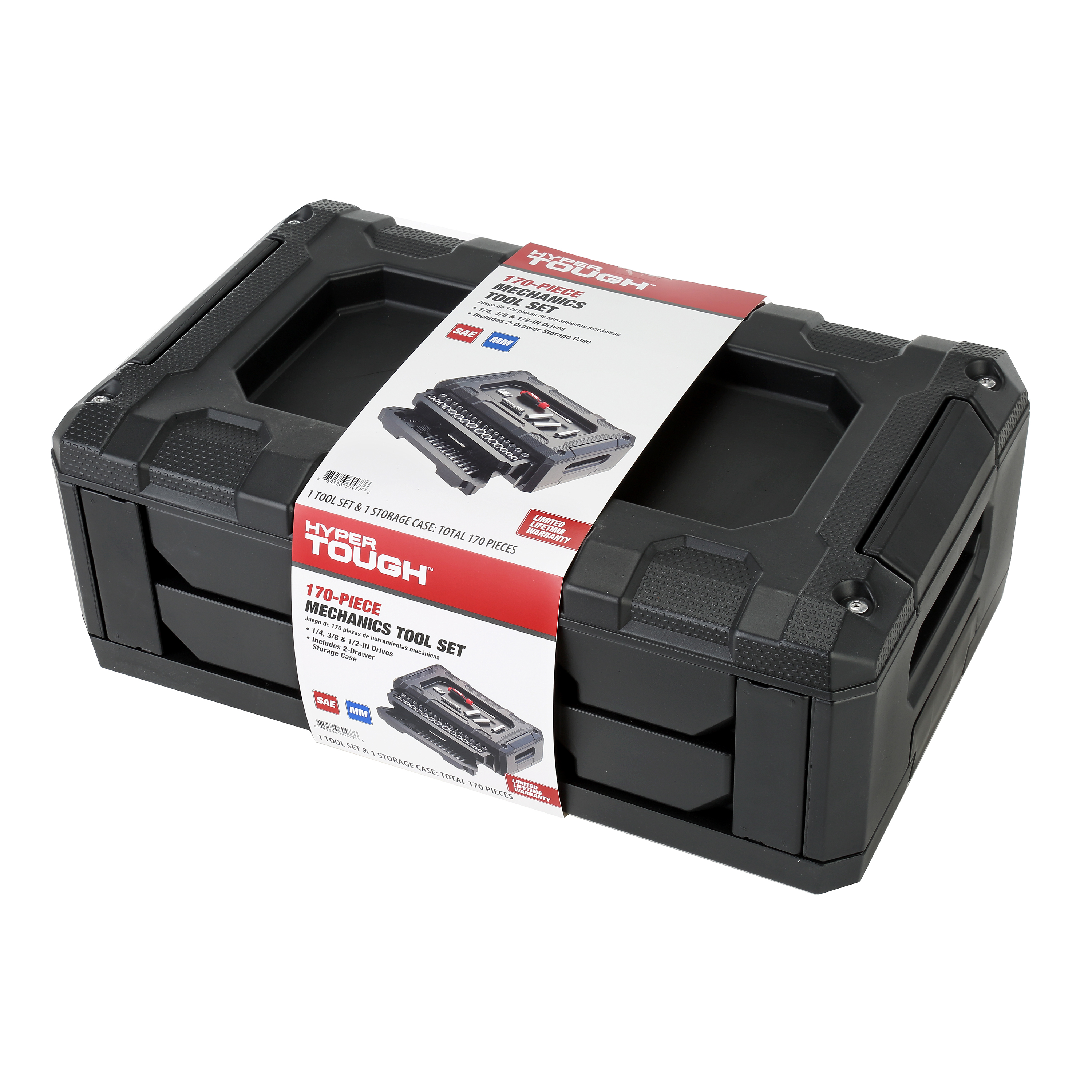 Set de Herramientas Mecánicas de 170 Piezas con Dados de 1/4, 3/8 y 1/2 Pulgada Hyper Tough 2