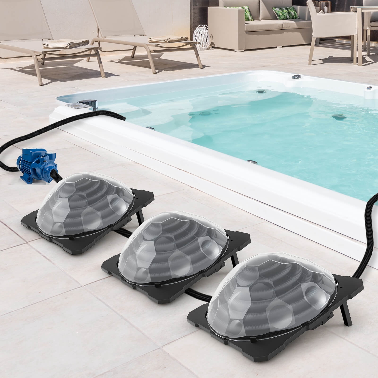 Costway 1 PCS Solar Dome Heater with Transparent Cover Black Heating Coil Foldable Legs