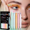 thumbnail image 2 of Juego de delineadores de ojos 2 en 1 con forma de luna morada, delineador de ojos con forma de mariposa y estrella, delineador de ojos líquido cian mate, maquillaje para fiestas, 2 of 4