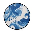 thumbnail image 2 of 36.2 Inch Round Floor Mat Indigo Blue Tie-dye Pattern Carpet Decor Rug for Living Room Bedroom, 2 of 6