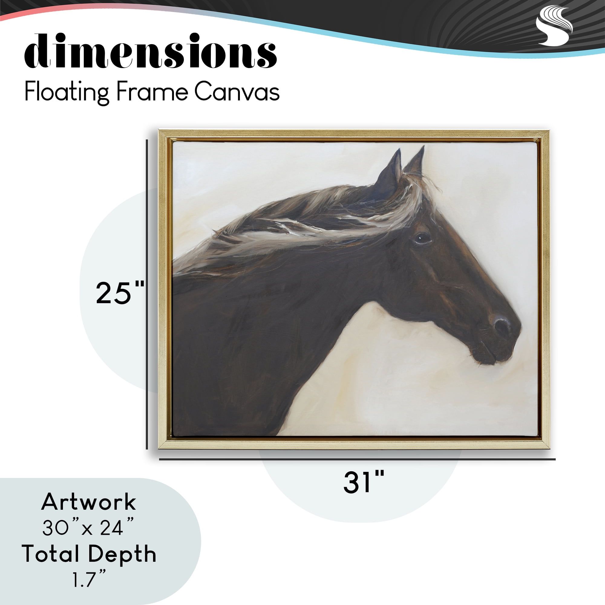 Stupell Industries The Mare In Profile Gold Framed Floater Canvas Wall Art, design by Jadei Graphics