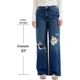 thumbnail image 3 of Judy Blue High Waist Rigid Magic Column Straight Jeans – Destructed Dark Wash with Adjustable Waist Tabs, 33” Inseam, 3 of 7