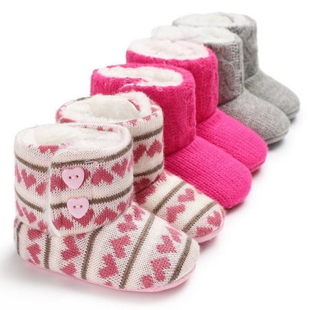 Toddler Newborn Baby Girls Boys Knit Crochet Shoes Winter Warm Crib