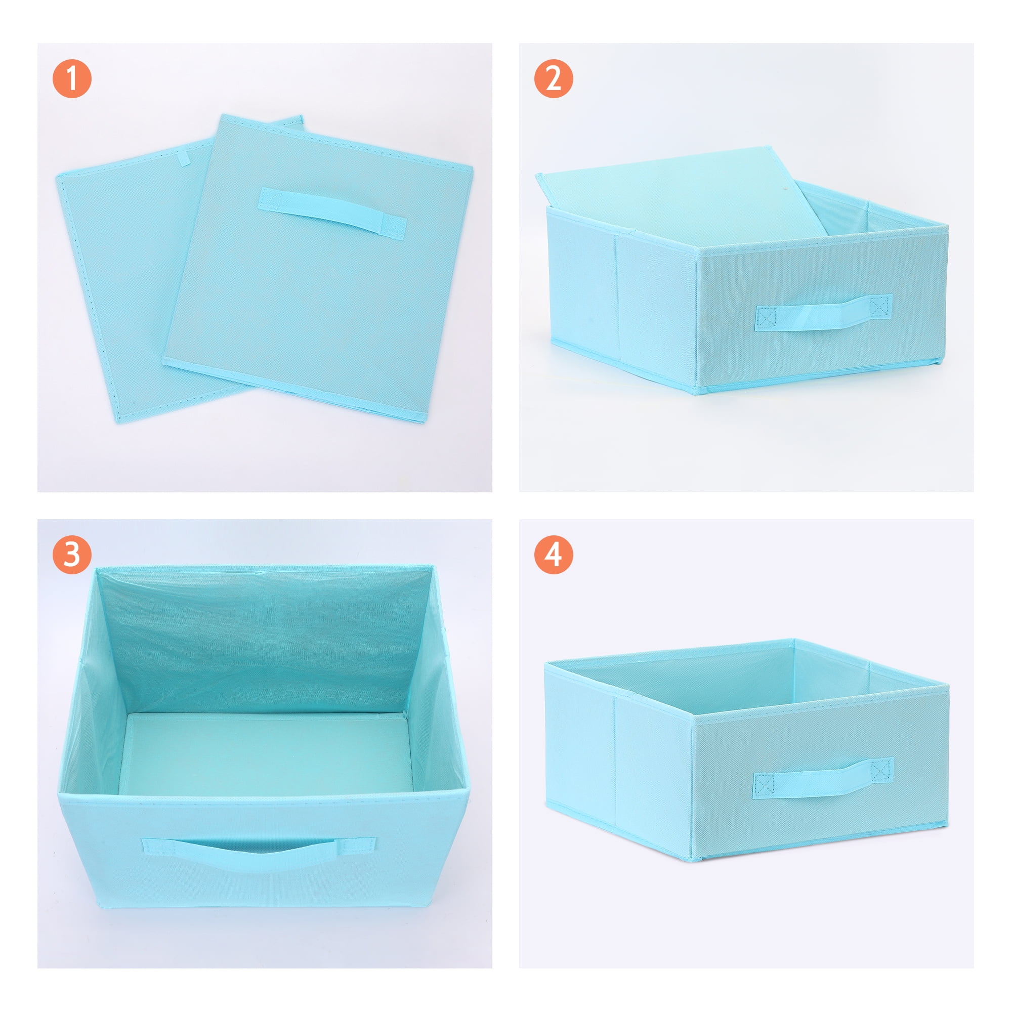 Unique Bargains Fabric Storage Cube Storage Bin Light Blue 11.8*11.8*5.9in