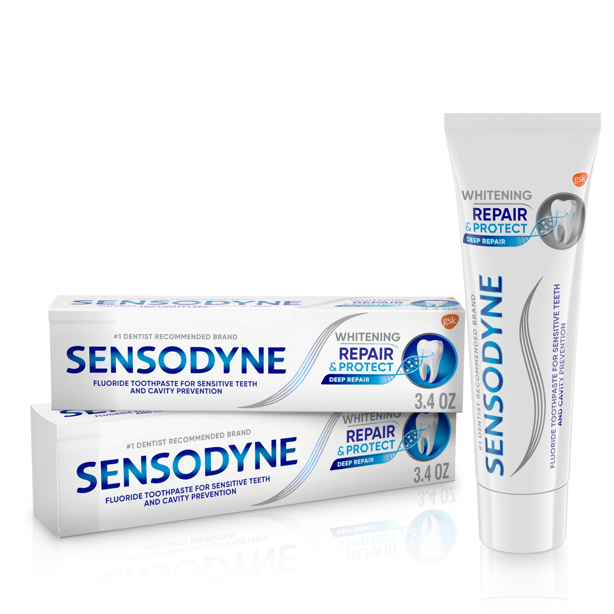 Sensodyne Repair and Protect Whitening Sensitive Toothpaste, Mint Flavor, 3.4 Oz, 2 Pack, for Adults