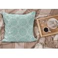 thumbnail image 2 of Oriental Fluffy Throw Pillow Cushion Cover, Mandala Oriental Image with Ivy Swirl Lace Like Detailed Art Print, Decorative Square Accent Pillow Case, 18" x 18", Aqua and White, by Ambesonne, 2 of 5