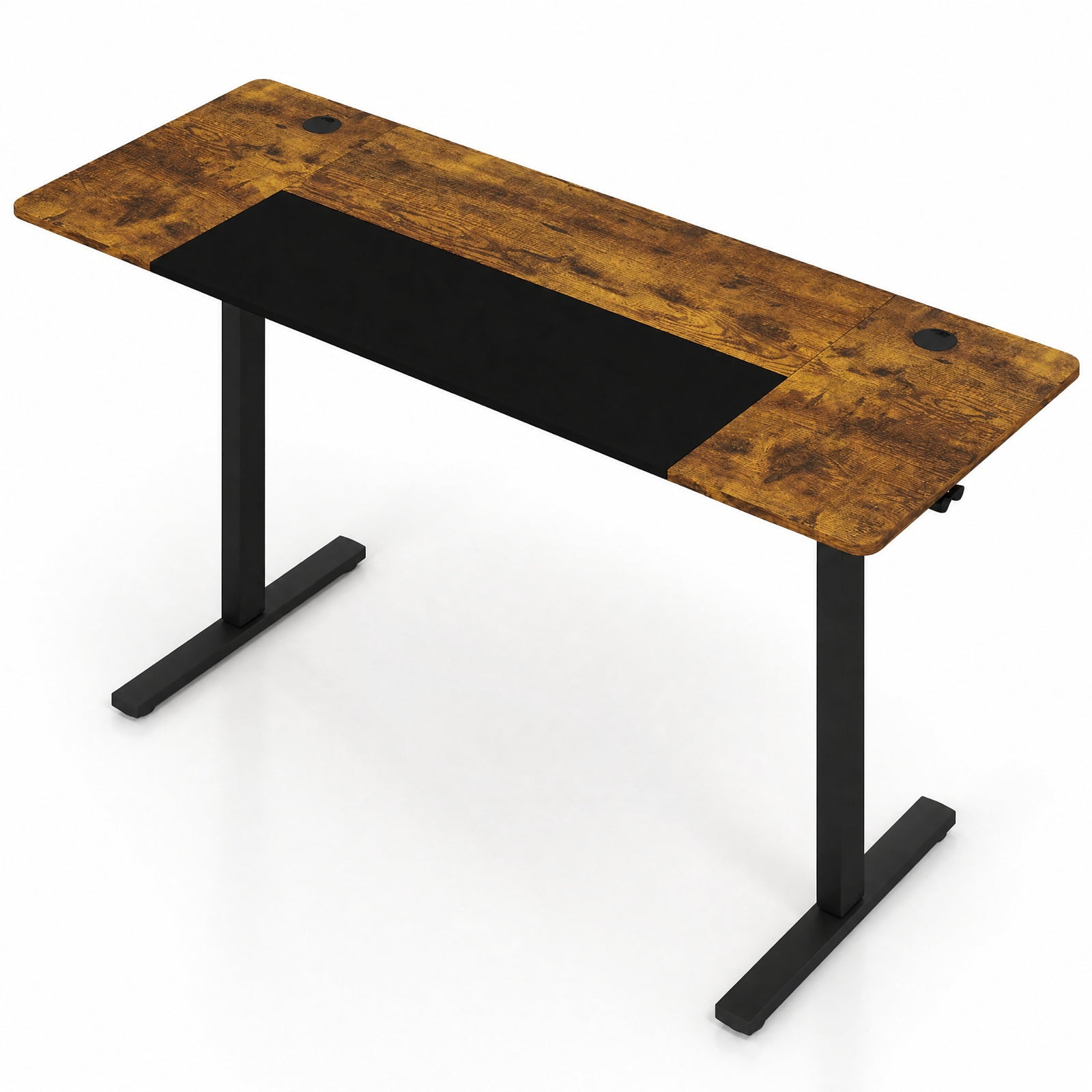 Furnibear 63 x 24 Inch Height Adjustable Sit Stand Computer Desk with 3 Memory Presets for Home Office Study Computer Writing, Rustic Brown