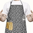 thumbnail image 2 of Black White Tiny Skull Pattern Apron-Garden Aprons for Women with Pockets-Cotton Linen Waterproof Kitchen Cooking Gardening Aprons Adjustable for Kitchen,Cooking,BBQ and Salon 33x27 Inch, 2 of 7