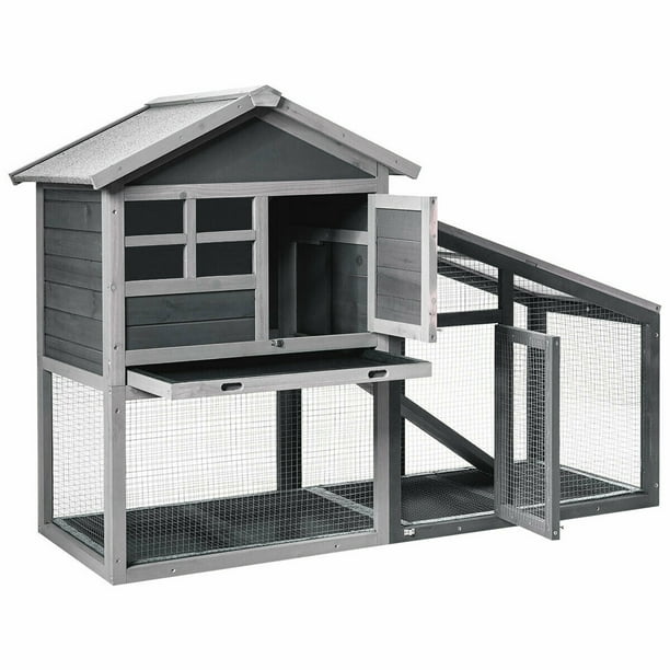 Gymax 58 Wooden Rabbit Hutch Large Chicken Coop Weatherproof