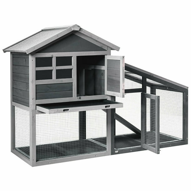 Gymax 58 Wooden Rabbit Hutch Large, Indoor Wooden Rabbit Cage Plans