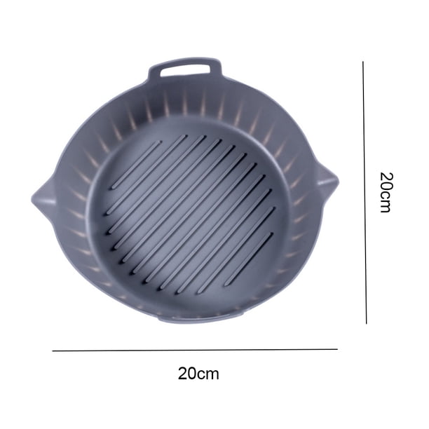 Olla De Freidora De Aire De Silicona Air Fryer - Olla de silicona reutilizable antiadherente para hornear en familia (gris redondo) Hugtrwg Libre de BPA