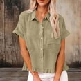 thumbnail image 2 of Levmjia Womens Fashion Tops Casual Lace Short Sleeve Flared Collar Blouse Hem Fringe Soft Breathable Clothing Polyester Work Daily Wear Spring Summer, 2 of 9