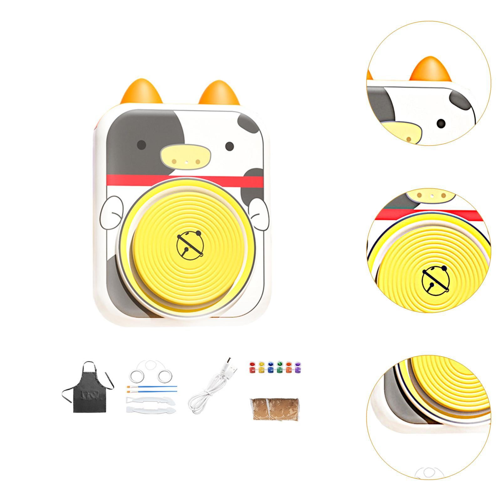 balikha Electric Pottery Wheel Set for Kids Porcelain Machine ,DIY Pigments, Beginner Pottery Machine Complete Pottery Kit Cow