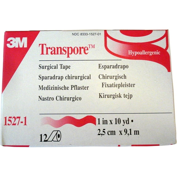 Surgical Tape. [3M Transpore], 1 in. x 10 yds. (Set of 2 Rolls)
