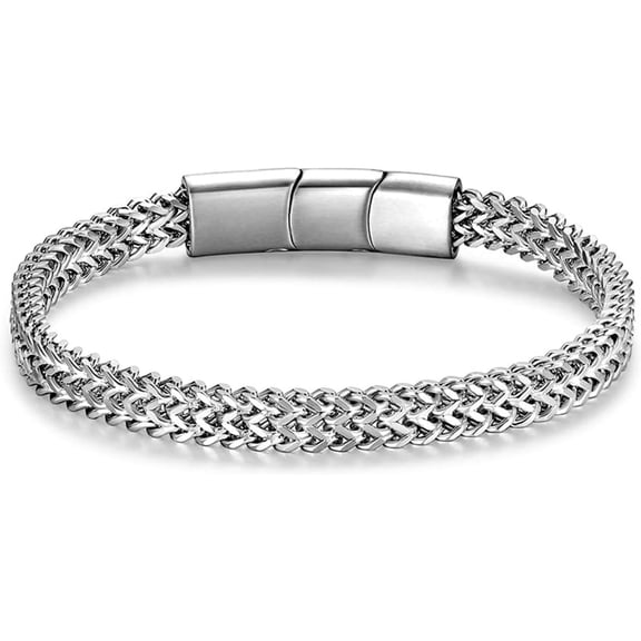 Bracelets for Men-Stainless Steel Magnetic Clasp Franco Chain Mens Bracelet