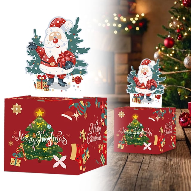 Christmas Decor Event & Party Merry Christmas Box For Pull Box Red Holder With Pull Out Card DIY Set Party Object