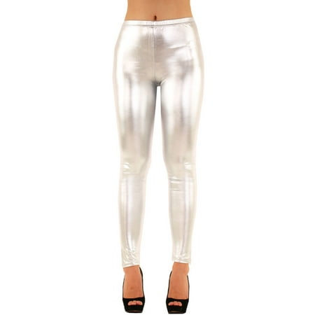 TNQ Women's Silver Shimmer Leggings Free and Plus Size (Metallic Gold, XL)  at  Women's Clothing store