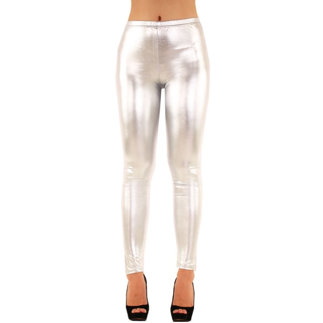 LAVRA Women's Metallic Shiny Full Length Leggings