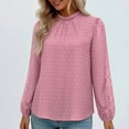 thumbnail image 2 of Annhoo Long Sleeve Shirts for Women Dressy Casual Pleated Crewneck Solid Color Loose Tops Spring Clothes, 2 of 8