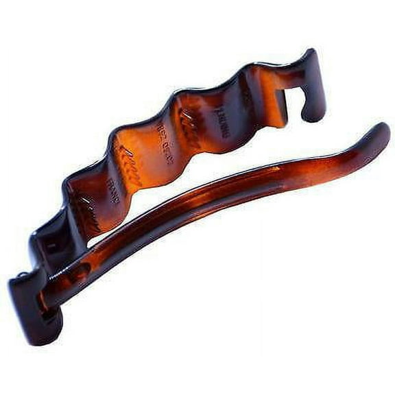 Parcelona French Crinkled Glossy Shell Black Large Metal Free Hair Clip Barrette