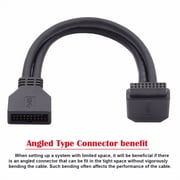 JSER Down Angled USB 3.0 20Pin 19Pin Male to Female Extension 5Gbps Cable 90 Degree for Motherboard Mainboard