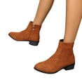 thumbnail image 5 of Willtoo Women’s Faux Suede Round Toe Chunky Heel Ankle Boots with Rear Zip Retro Comfortable Shoes Non-Slip Low Block Heel Dress Short Boots, 5 of 5