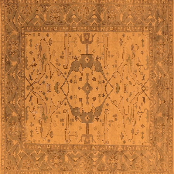 Ahgly Company Indoor Square Oriental Orange Industrial Area Rugs, 3' Square
