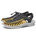 thumbnail image 3 of men's sandals lightweight breathable woven outdoor beach casual men's sandals are fashionable Gray Yellow, 3 of 5