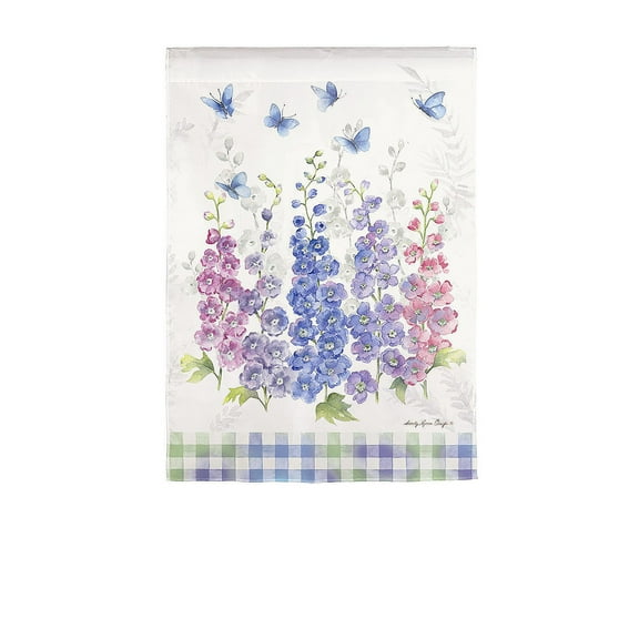 Evergreen Delphiniums Garden Satin Flag- 12.5 x 18 Inches Outdoor Decor