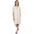thumbnail image 4 of Bimba Off White Floral Print Rayon Women's Sleepshirt Night Shirt With Pockets - 4, 4 of 9