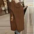 thumbnail image 4 of Baqcunre Womens Winter Coats Women's Autumn And Winter Fashion Floral Texture Hooded Medium Long Plush Coat Fleece Jacket Womens Fall Fashion 2023 Brown L, 4 of 5