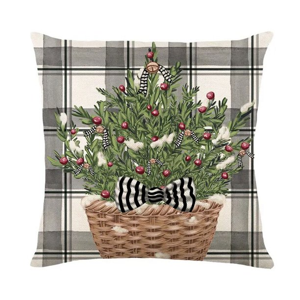 Funda de almohada navideña de lino, cubierta de cojín de 45x45cm, muñeco de nieve, alce, decoración navideña para el hogar, Año Nuevo, sofá, coche, 2023