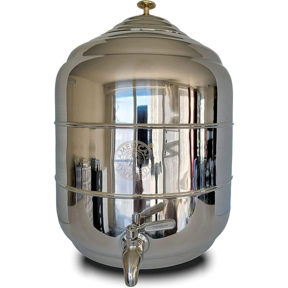 5 Gallon Counter Top Stainless Steel Water / Beverage Dispenser with Faucet Spigot, handle and Lid to Dispense Chilled Water, Beverages, Tea, Soda, Juice by American Ayurveda