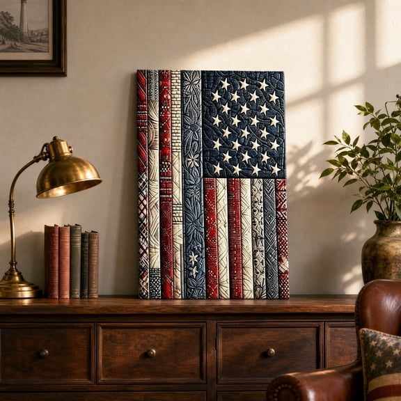 4th Of July Diamond Art Painting Kit USA Flag DIY Full Drill Art Set Patriotic American Flag Craft Supplies With Canvas Resin Gems Tools Wall Decor Gift For Veterans Family Holiday