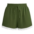 thumbnail image 5 of cocolona Womens Summer Casual Lace Shorts Solid Color Elastic Waist Drawstring Vacation Beach Shorts with Pocke, 5 of 5