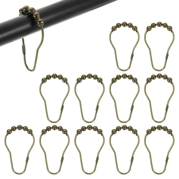 12Pcs Shower Curtain Hooks, Metal Roller Balls Glide Shower Rings, Bronze