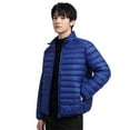 thumbnail image 2 of Daznico Mens Winter Jacket - Men's Short and Lightweight Down Jacket Stand Up Collar Hooded Couple's Style Middle and Young Men's Thin Down Jacket Plus Size Jacket,Color:Blue,Size:3XL, 2 of 6