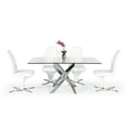 thumbnail image 4 of Metal and Glass Rectangular Dining Table with Entwining Legs Silver and Clear, 4 of 7