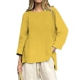 thumbnail image 4 of WZXFASHION T-Shirts Décontractés à Manches 3/4 pour Femmes, Col Rond, Coton, Liquidation, 4 of 4