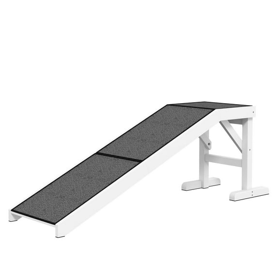 60" Pet Ramp for Dogs & Cats, Non-Slip Carpet, Easy Access - White Wooden Dog Ramp for Senior Pets, Small Dogs, Cats up to 66lbs