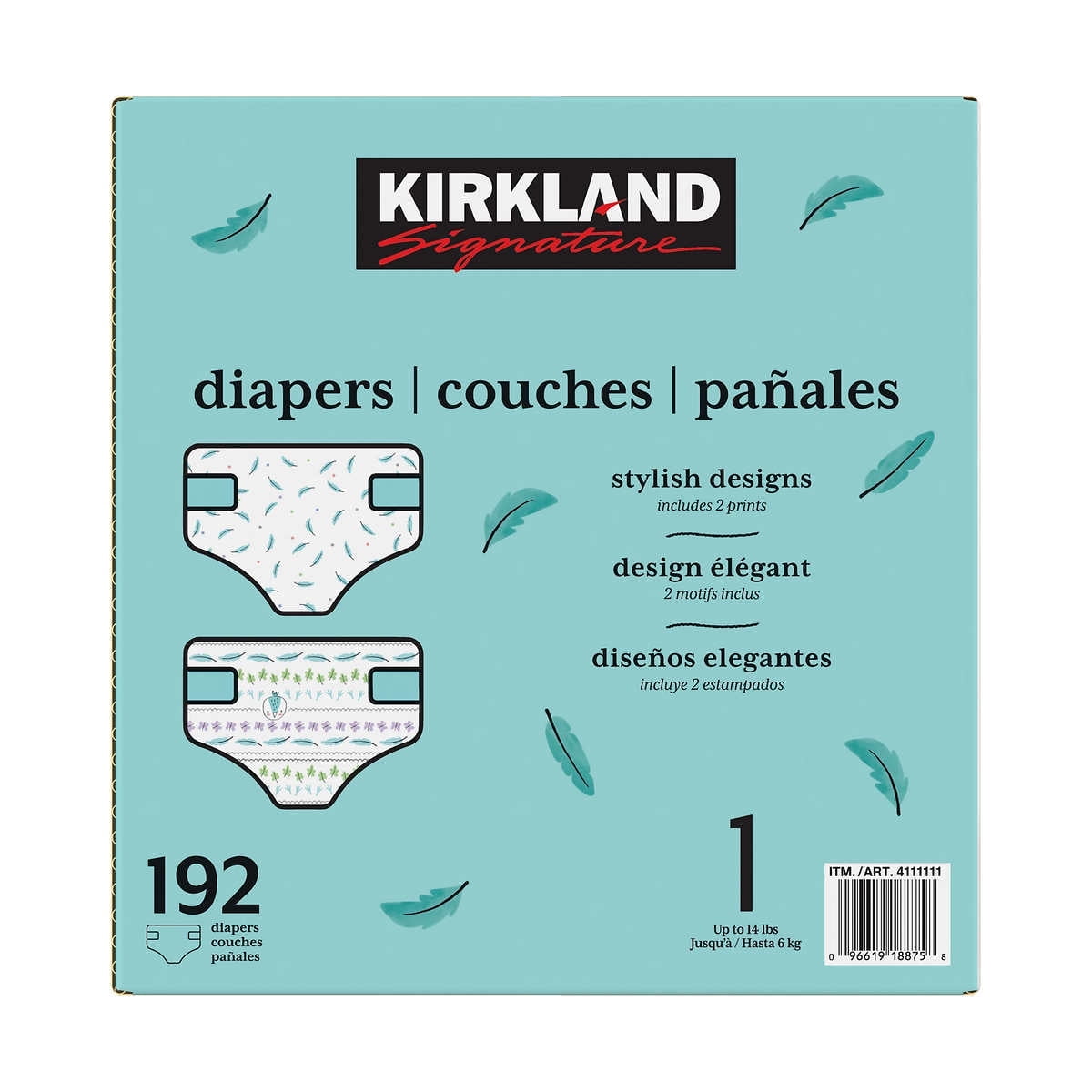 Kirkland Signature Diapers Sizes 1-2  One Color, 2 (12-18 lb/5-8 kg)